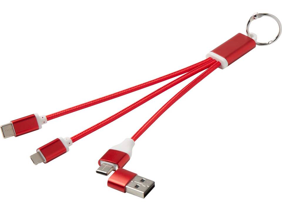 Metal 4-in-1 recycled aluminium charging cable with keychain 5