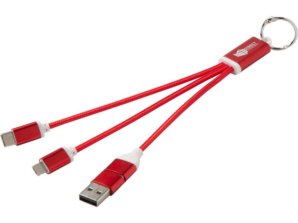 Metal 4-in-1 recycled aluminium charging cable with keychain 1