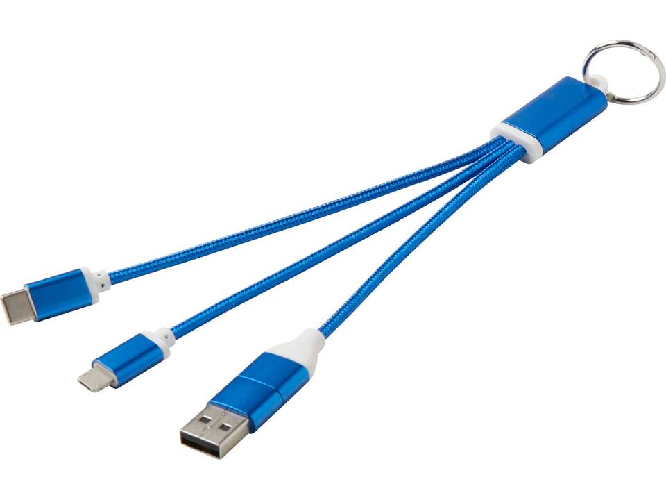 Metal 4-in-1 recycled aluminium charging cable with keychain 6