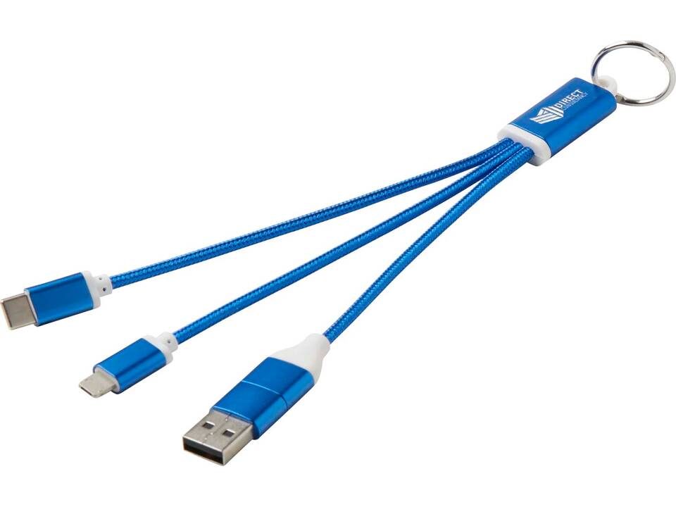 Metal 4-in-1 recycled aluminium charging cable with keychain 7