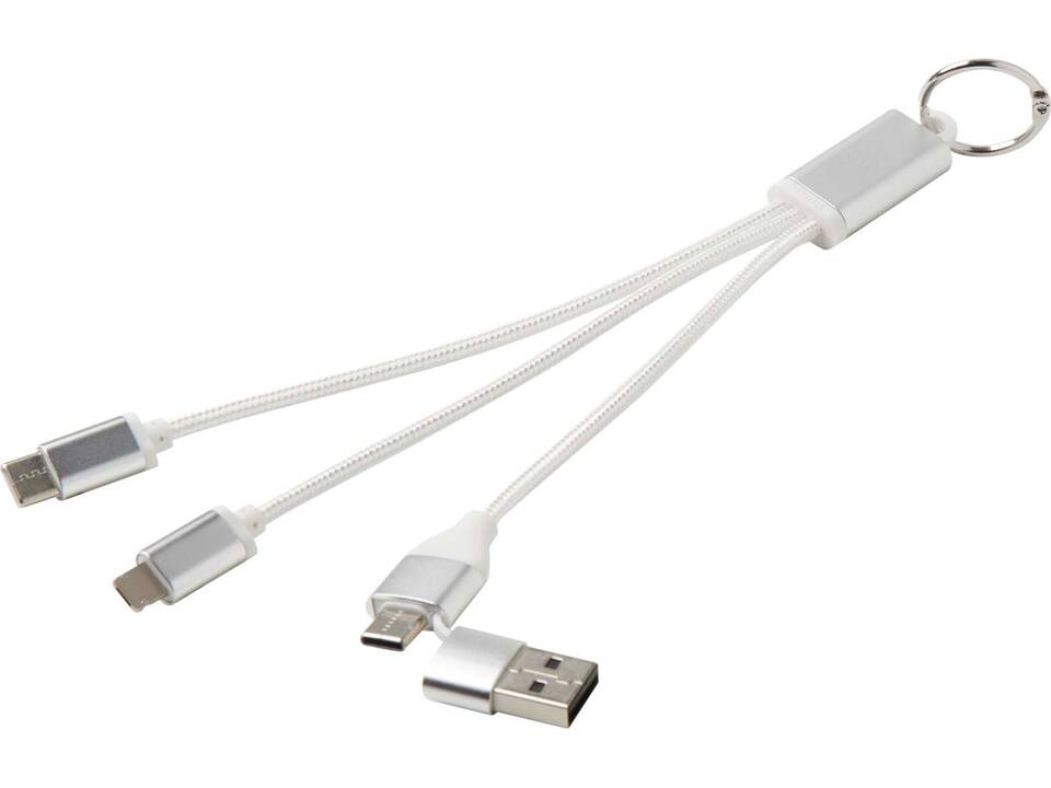 Metal 4-in-1 recycled aluminium charging cable with keychain 16