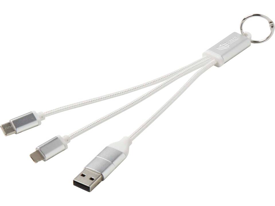 Metal 4-in-1 recycled aluminium charging cable with keychain 13