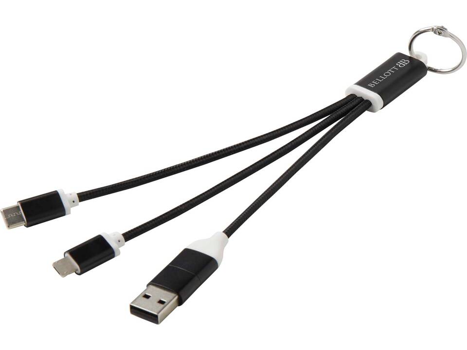 Metal 4-in-1 recycled aluminium charging cable with keychain 18