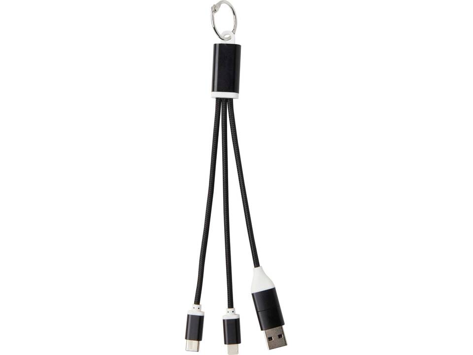 Metal 4-in-1 recycled aluminium charging cable with keychain 19
