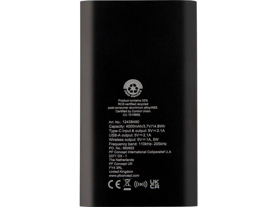 Juice 4000 mAh Type-C recycled aluminium wireless power bank 27