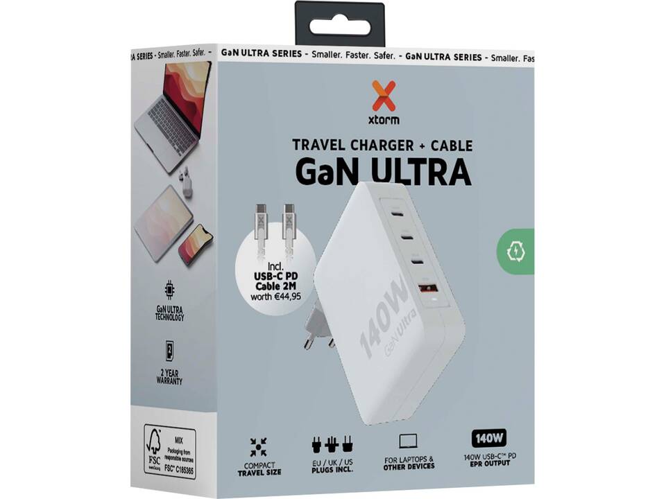Xtorm XVC2140 GaN Ultra 140W travel charger with 240W USB-C PD cable 3
