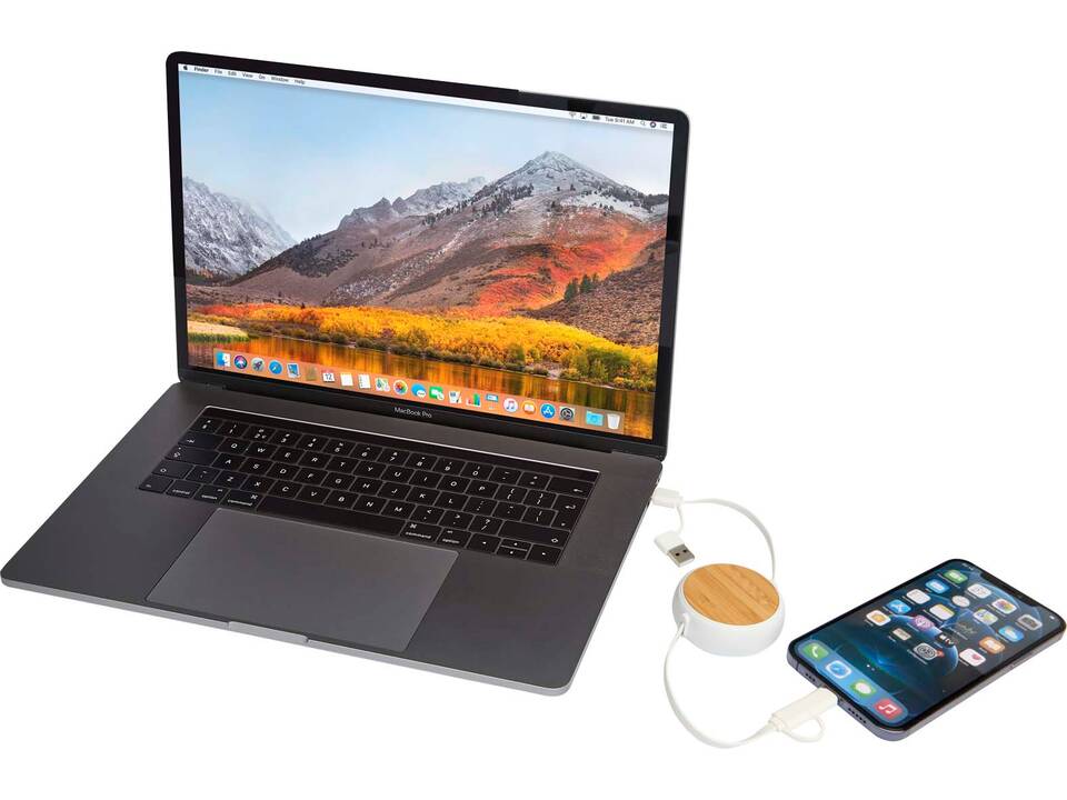 Chechia 5-in-1 recycled plastic 100 cm retractable data sync and 45W fast charge cable 8