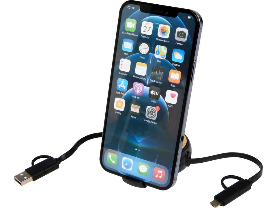 Chechia 5-in-1 recycled plastic 100 cm retractable data sync and 45W fast charge cable 15