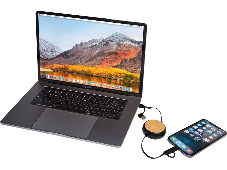 Chechia 5-in-1 recycled plastic 100 cm retractable data sync and 45W fast charge cable 16