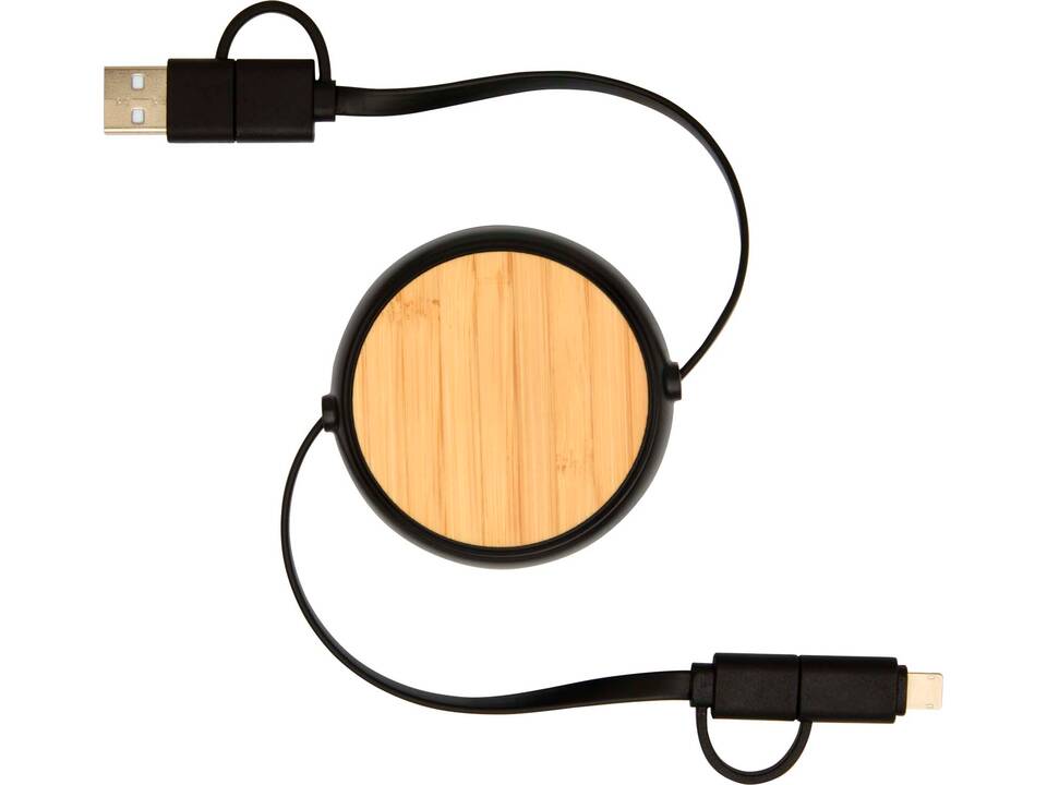 Chechia 5-in-1 recycled plastic 100 cm retractable data sync and 45W fast charge cable 12