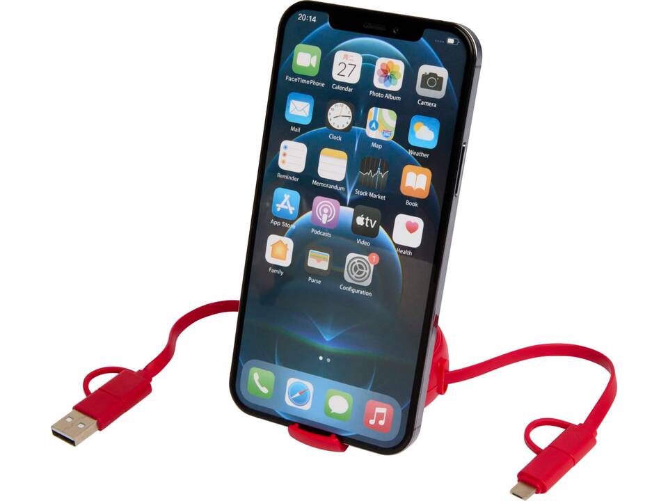 Alasia 5-in-1 100 cm recycled plastic and aluminium retractable data sync and 45W fast charge cable 6