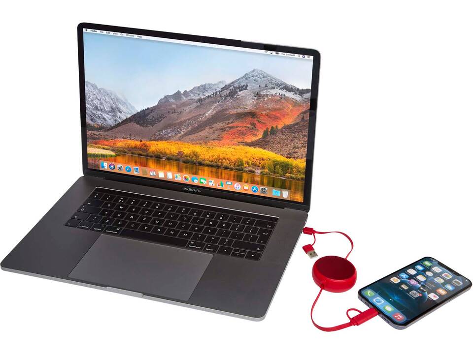 Alasia 5-in-1 100 cm recycled plastic and aluminium retractable data sync and 45W fast charge cable 7