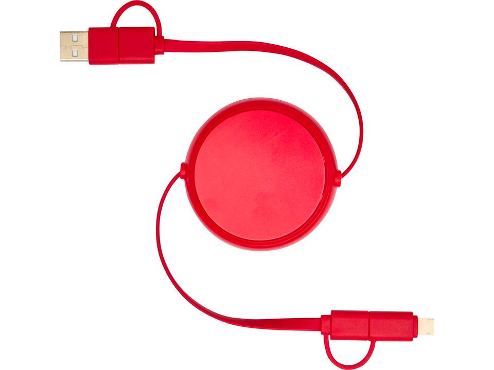 Alasia 5-in-1 100 cm recycled plastic and aluminium retractable data sync and 45W fast charge cable 3