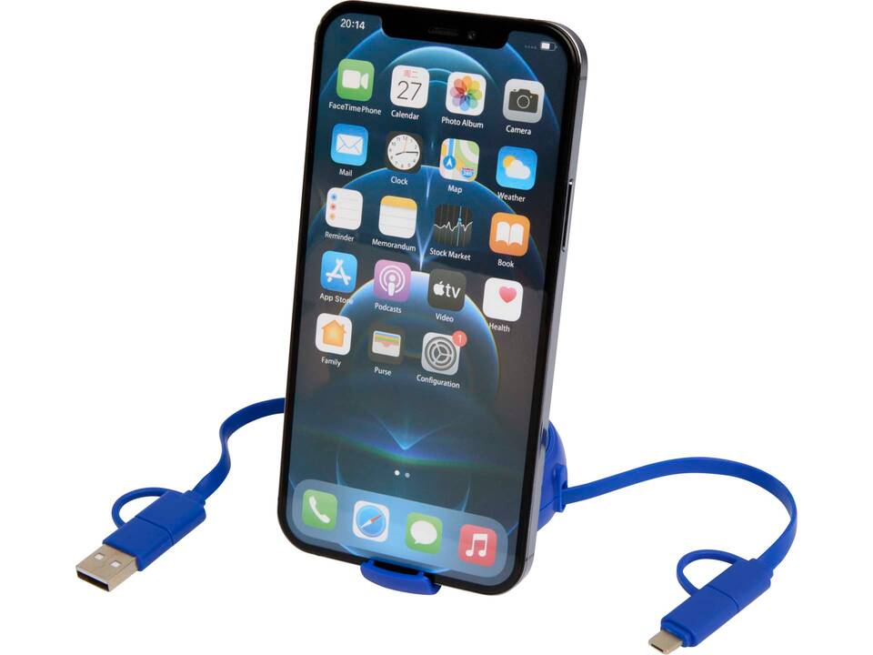 Alasia 5-in-1 100 cm recycled plastic and aluminium retractable data sync and 45W fast charge cable 13