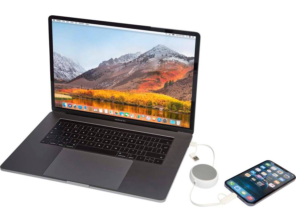 Alasia 5-in-1 100 cm recycled plastic and aluminium retractable data sync and 45W fast charge cable 21