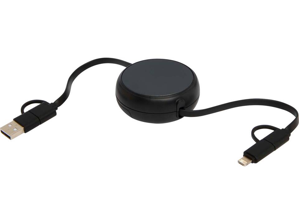 Alasia 5-in-1 100 cm recycled plastic and aluminium retractable data sync and 45W fast charge cable 26