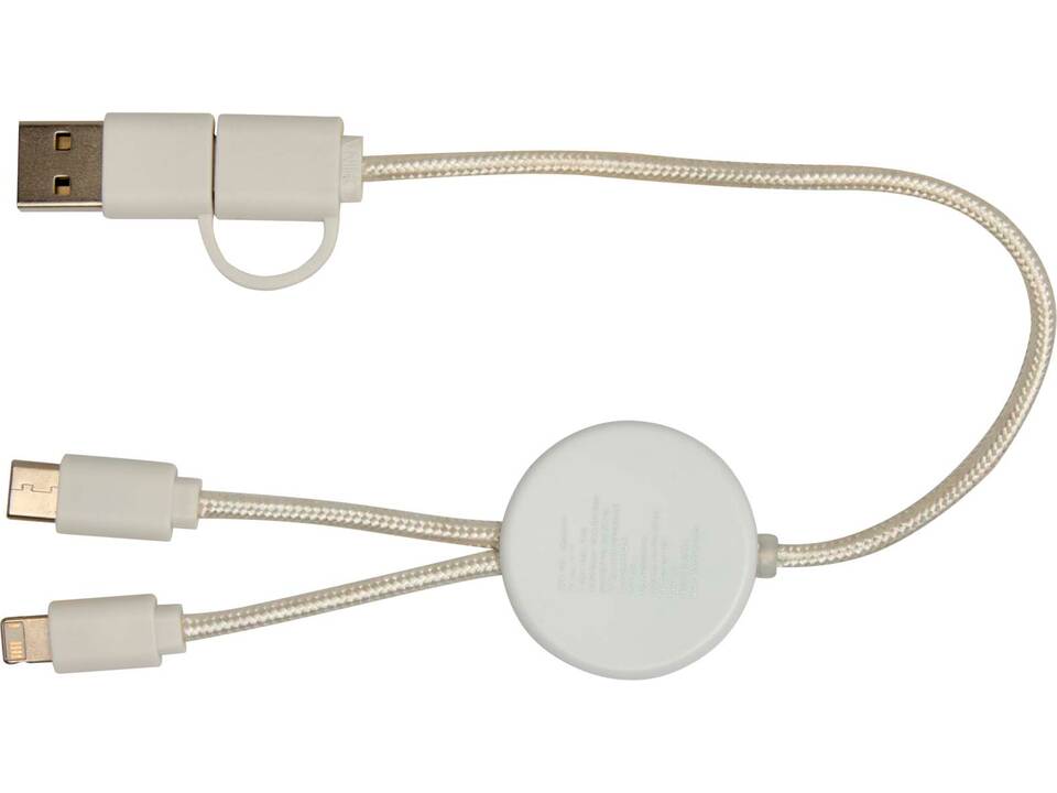 Chechia 5-in-1 recycled plastic 30 cm data sync and 27W fast charge cable with bamboo details 4