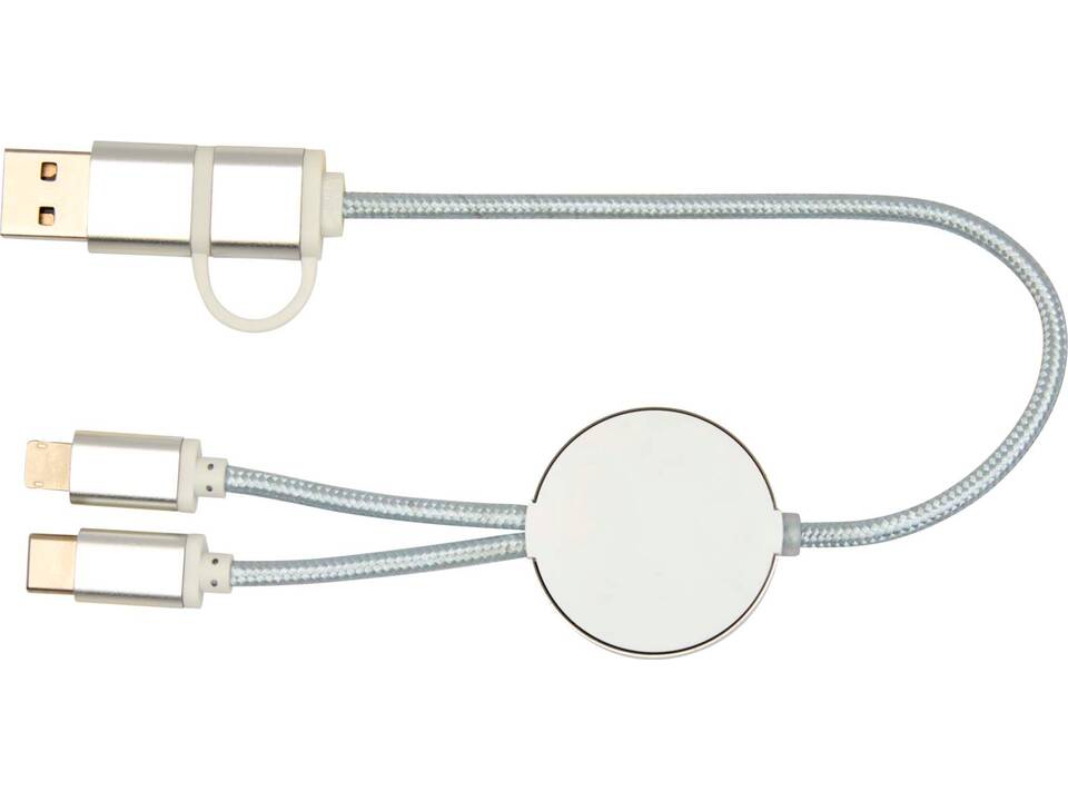 Alasia 5-in-1 recycled aluminium and plastic 30 cm data sync and 27W fast charge cable 19