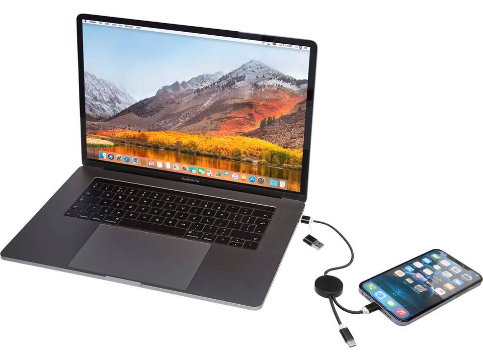 Alasia 5-in-1 recycled aluminium and plastic 30 cm data sync and 27W fast charge cable 29