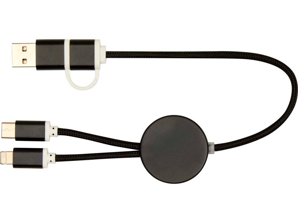 Alasia 5-in-1 recycled aluminium and plastic 30 cm data sync and 27W fast charge cable 25