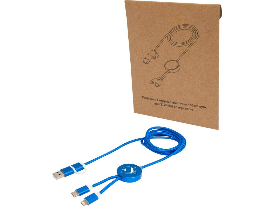 Alasia 5-in-1 recycled aluminium and plastic 150 cm data sync and 27W fast charge cable 8