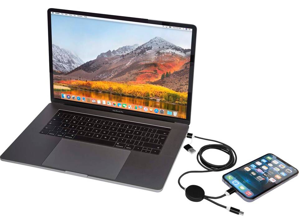 Alasia 5-in-1 recycled aluminium and plastic 150 cm data sync and 27W fast charge cable 28