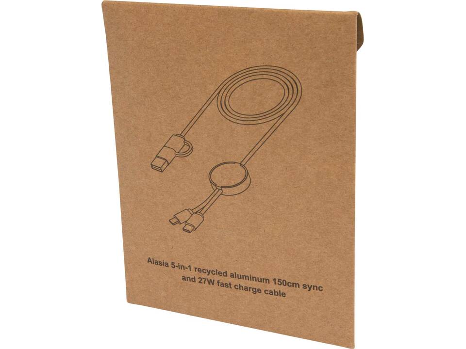 Alasia 5-in-1 recycled aluminium and plastic 150 cm data sync and 27W fast charge cable 23