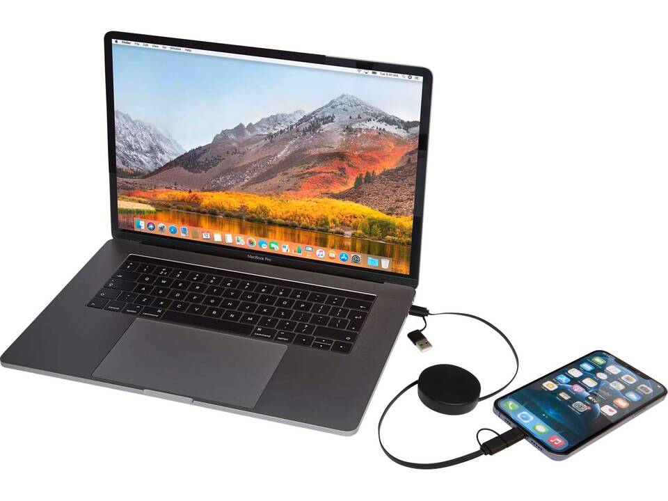 Citala 5-in-1 recycled plastic 90 cm retractable data sync and 40W fast charge cable 14