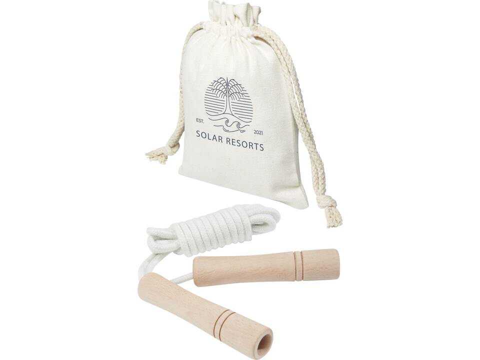 Denise wooden skipping rope in cotton pouch 1