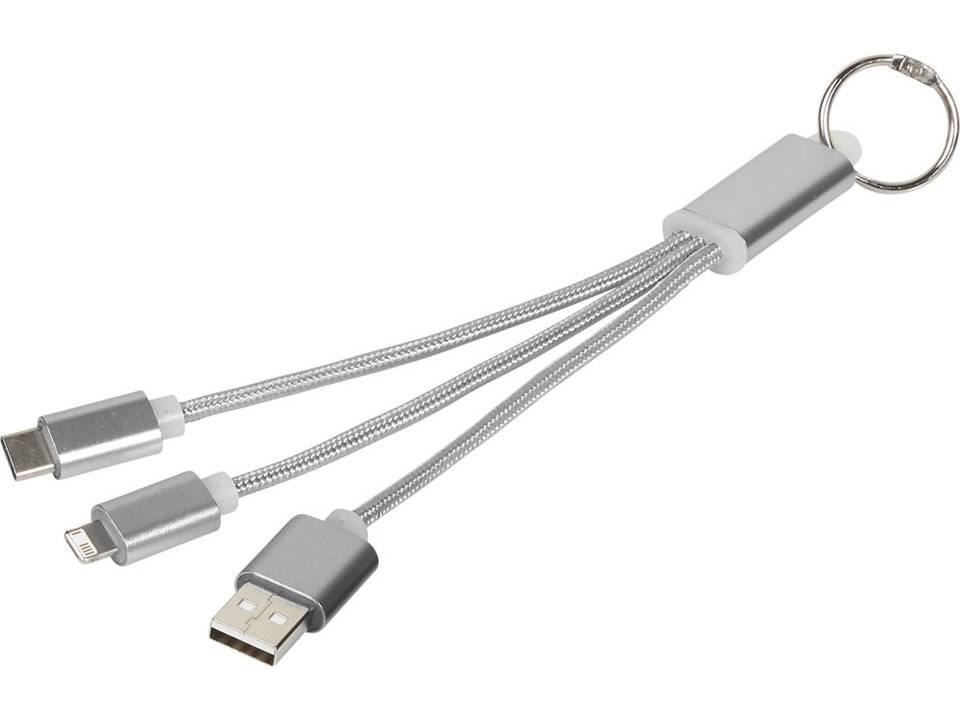Metal 3-in-1 Charging Cable with Key-ring 1