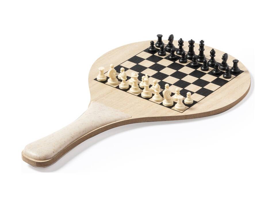 Beach rackets with chess, checkers and parcheesi board 4