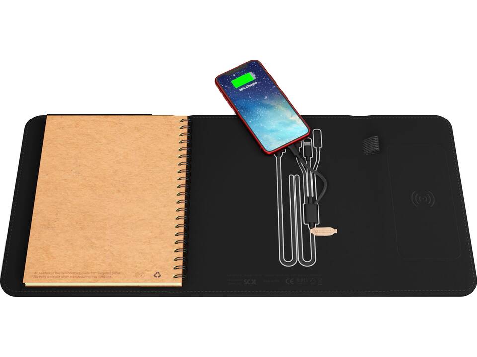 SCX.design O18 A5 notebook with 5W wireless 4000 mAh powerbank and light-up logo 6