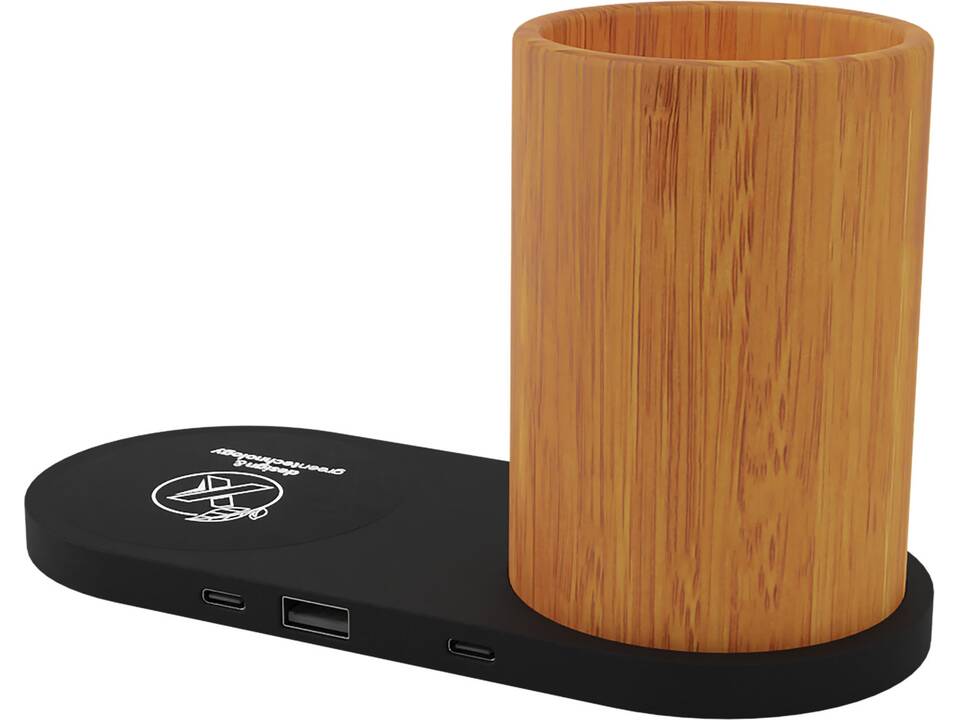 SCX.design W17 10W light-up logo wireless charging pad and bamboo pencil holder 4