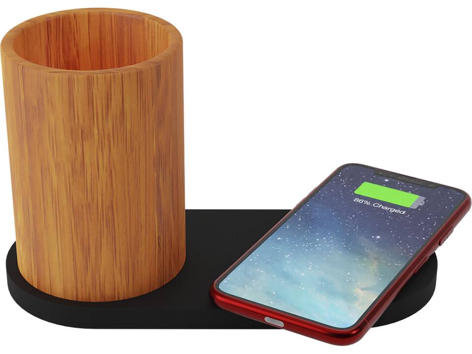 SCX.design W17 10W light-up logo wireless charging pad and bamboo pencil holder 5