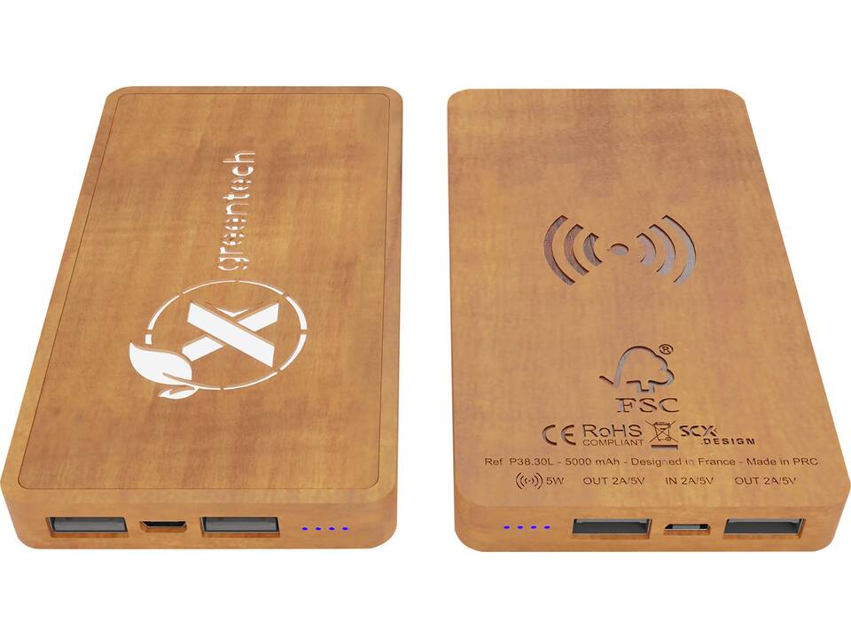 SCX.design P38 5000 mAh wooden wireless charging powerbank with light-up logo 4
