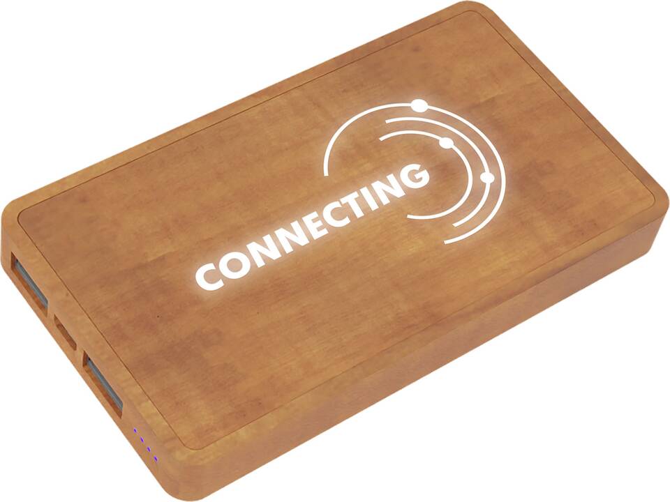 SCX.design P38 5000 mAh wooden wireless charging powerbank with light-up logo 1