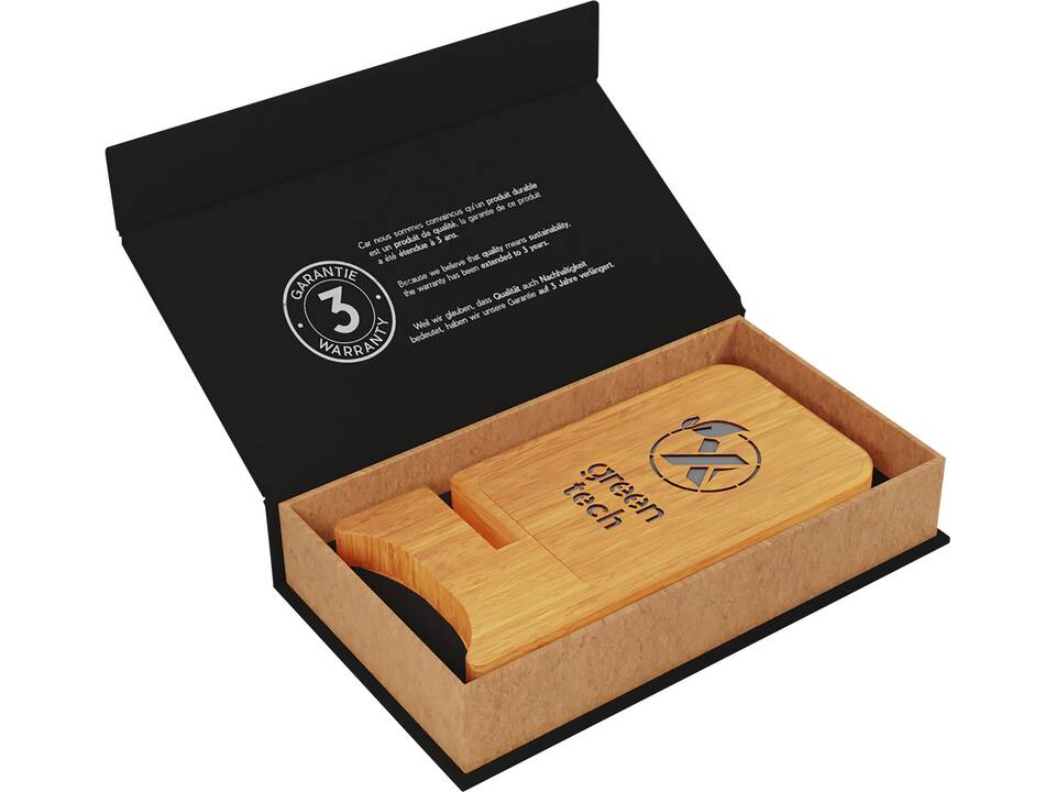 SCX.design W26 10W wooden wireless charging phone stand with light-up logo 2