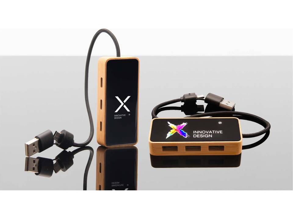 SCX.design H21 8-in-1 wooden USB hub with dual input and 6 ports 5