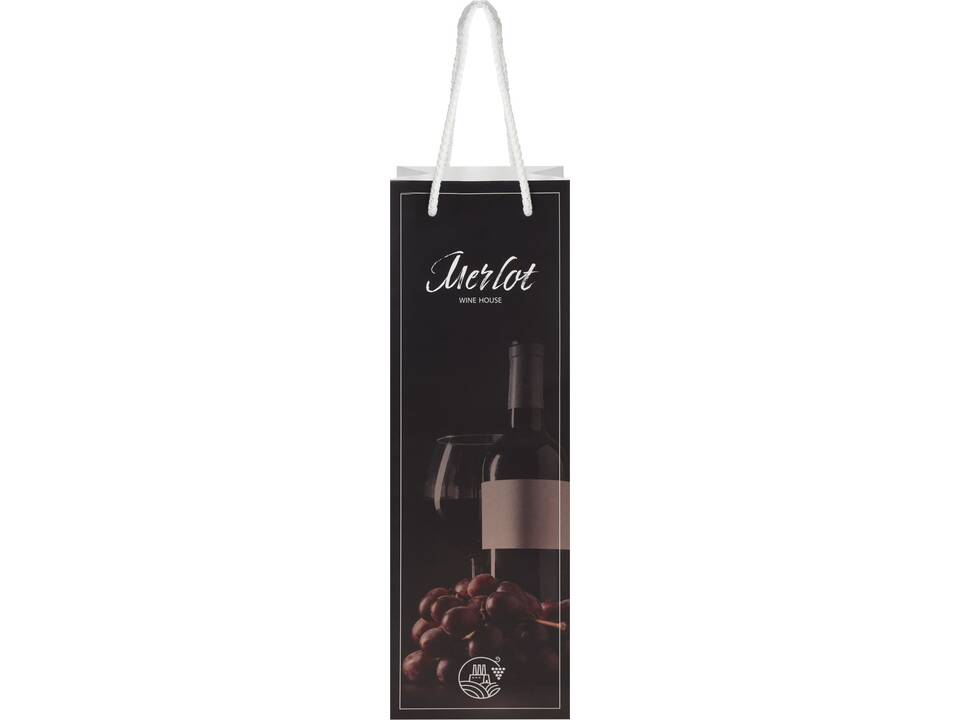 Handmade integra paper wine bottle bag with plastic handles 1