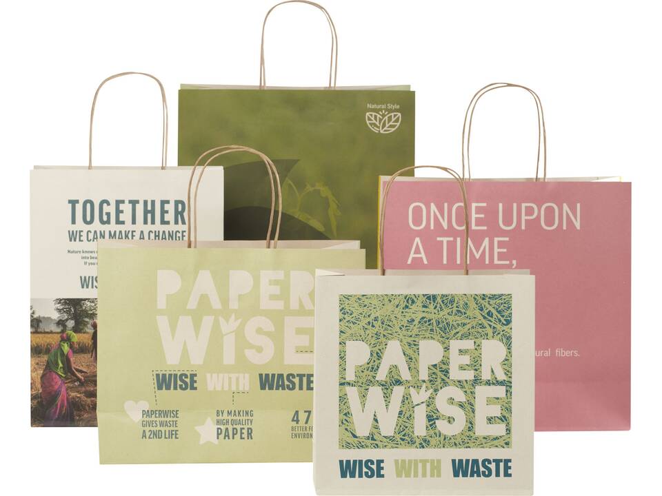 Agricultural waste paper bag with twisted handles - small 4