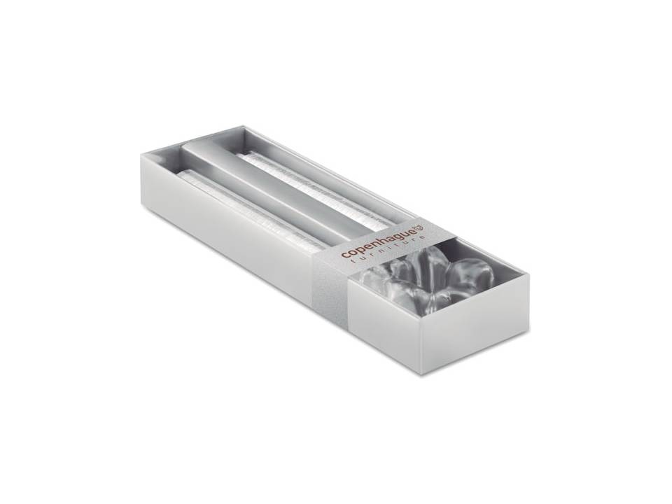 2 silver candles with glass holder 2