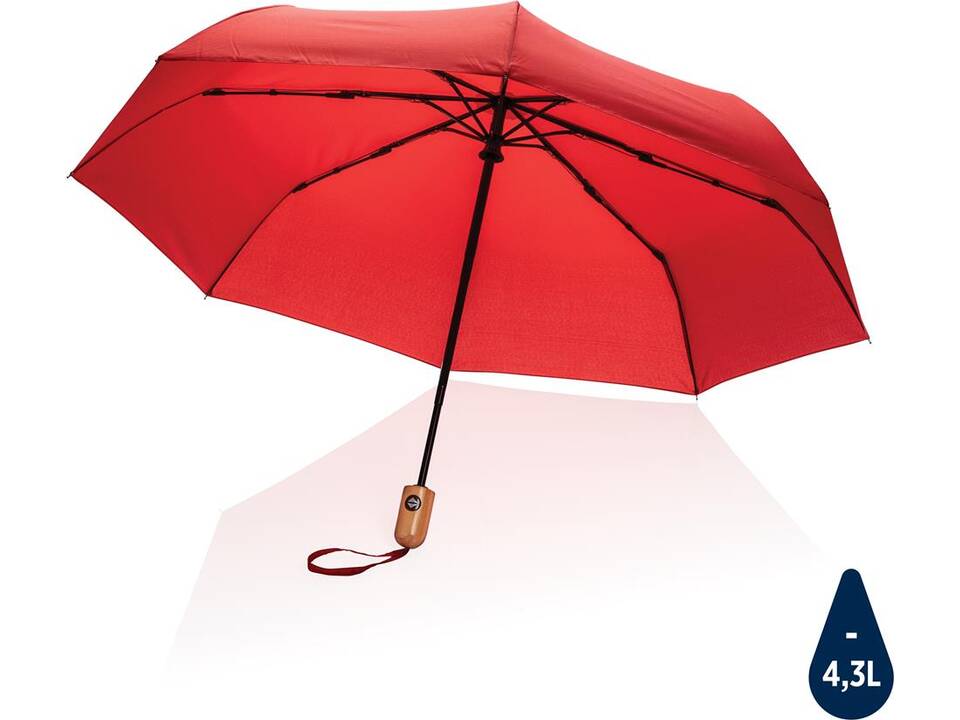 21" Impact AWARE™ RPET 190T bamboo auto open-close umbrella