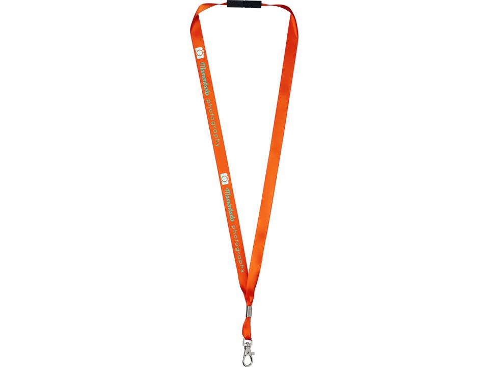 Oro ribbon lanyard with break-away closure 22