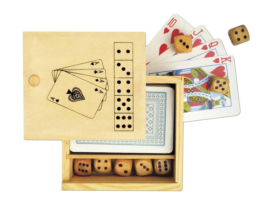 Wooden box with game set 1