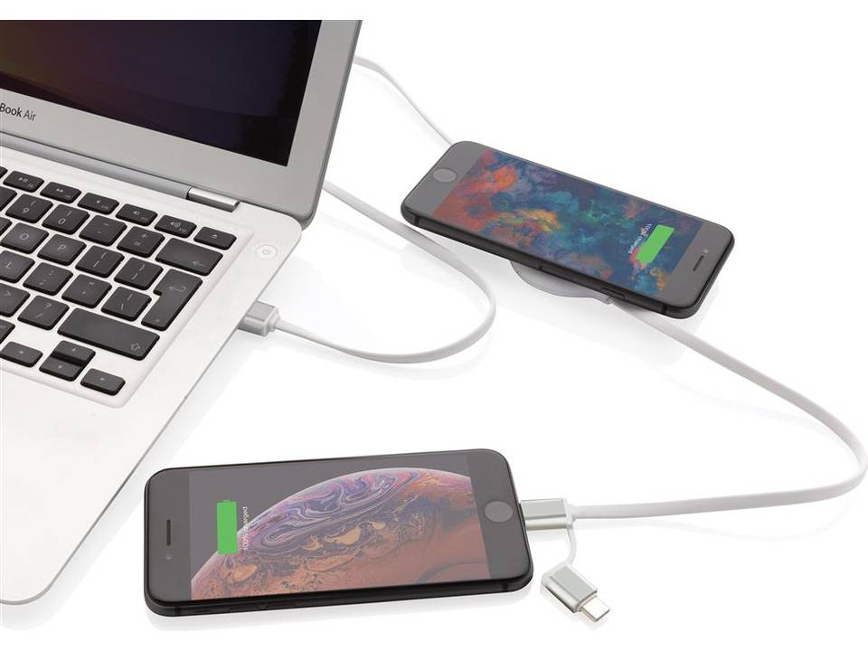 3-in-1 cable with 5W bamboo wireless charger 3