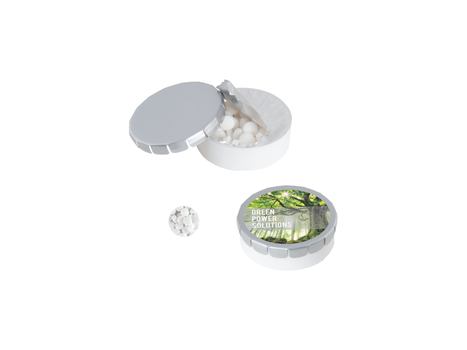 Super round Click container with Sugarfree mints 10