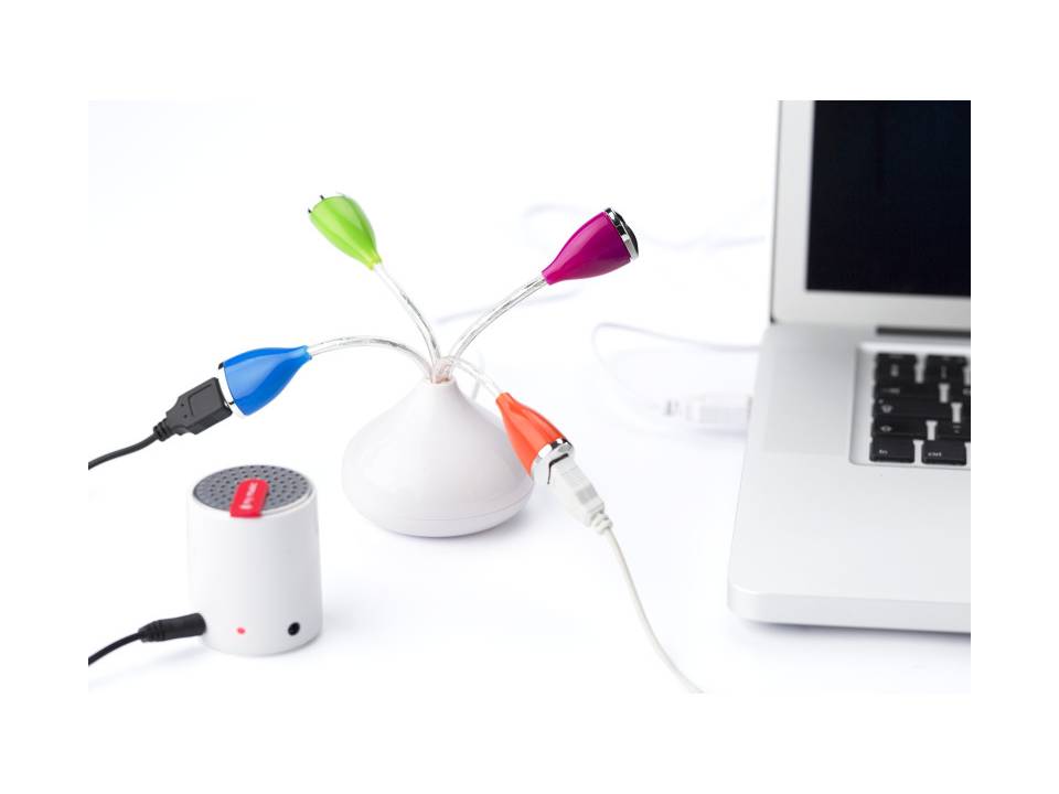 USB hub with four colourful ports 2