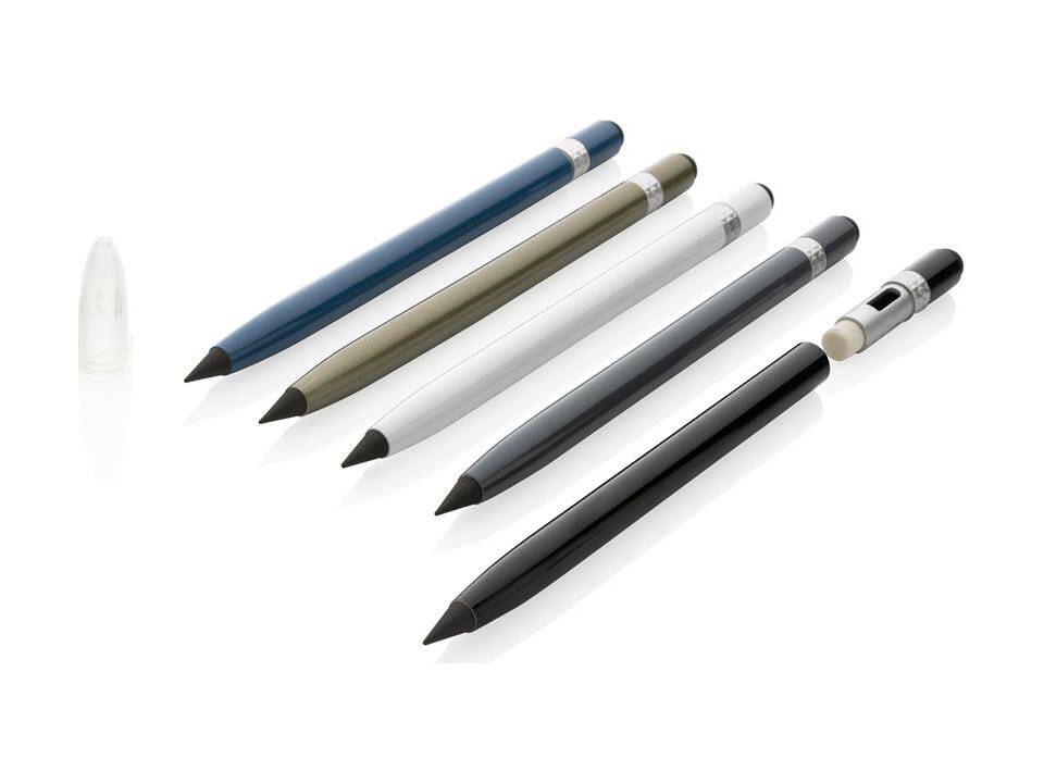 Aluminium inktloze pen potlood met gum