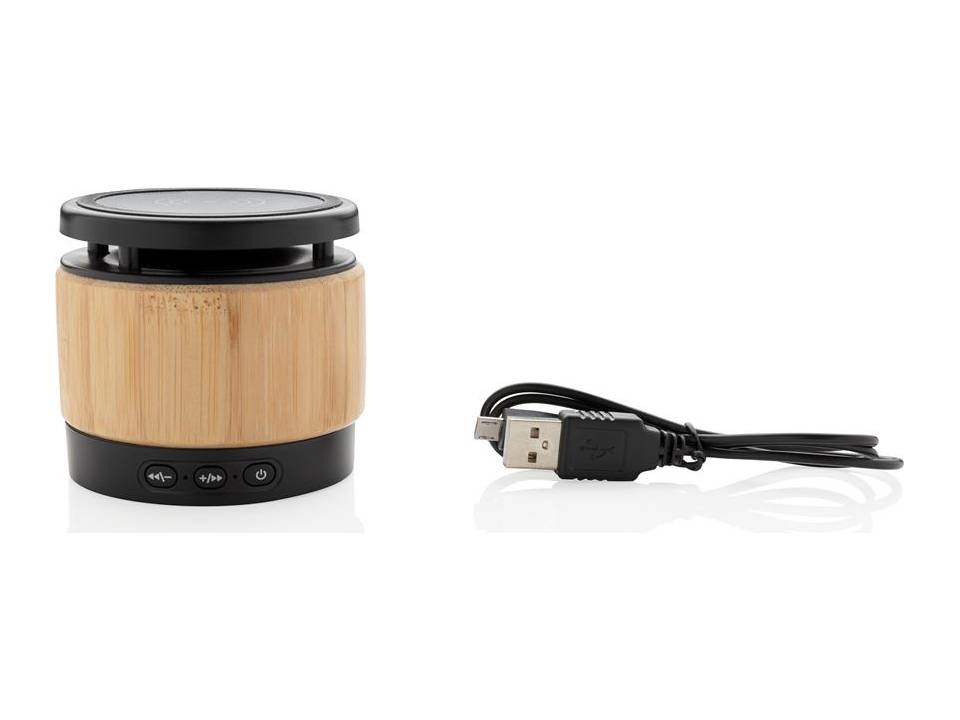 Bamboo wireless charger speaker 2