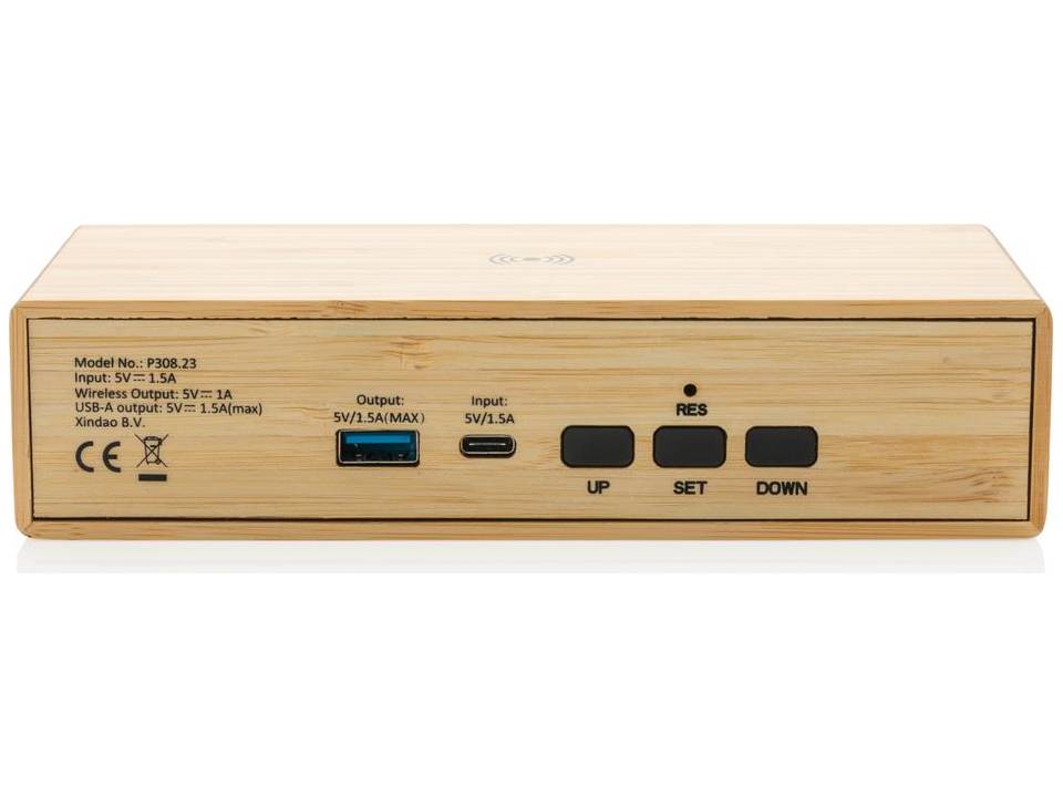 Bamboo alarm clock with 5W wireless charger 4